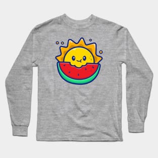 Cute Sun Eating Watermelon Long Sleeve T-Shirt